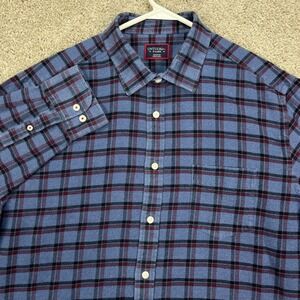 UNTUCKit Mens‎ XL Blue Red Plaid Flannel Long Sleeve Button Up Shirt Casual